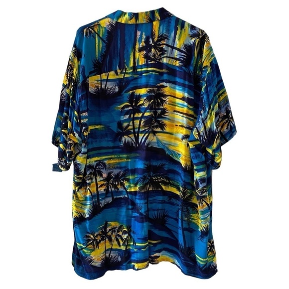 Ocean Current Vintage Hawaiian Men’s XL Blue Shirt Vacation Palm Trees Sunset - Picture 2 of 7